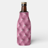 Luxe Glam Zacht Roze Faux Velvet Kerstmis Flesjeskoeler (Fles Voorkant)