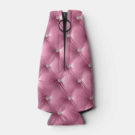 Luxe Glam Zacht Roze Faux Velvet Kerstmis Flesjeskoeler (Achterkant)