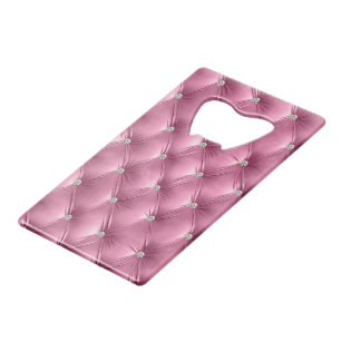 Luxe Glam Zacht Roze Nep Fluwelen Kerst Creditkaart Flessenopener