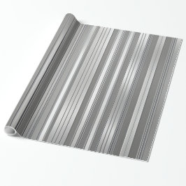 Luxe Glam Zilveren Witte Strepen Wrapping Papier
