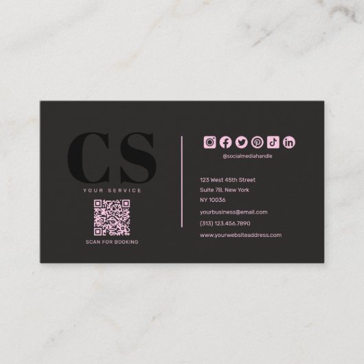 Luxe Glam Zwart Roze Beautician Visitekaartje (Voorkant)