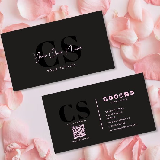 Luxe Glam Zwart Roze Beautician Visitekaartje