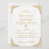 Luxe Glamor Gold Border & Nordic Flower Wedding Kaart (Voorkant)