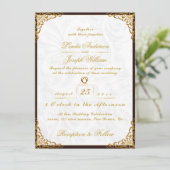 Luxe Glamor Gold Border & Nordic Flower Wedding Kaart (Staand voorkant)