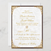 Luxe Glamor Gold Border & Nordic Flower Wedding Kaart (Voorkant)