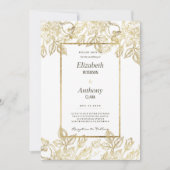 Luxe glamour elegante witte gouden bloem Bruiloft Kaart (Voorkant)
