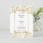 Luxe glamour elegante witte gouden bloem Bruiloft Kaart (Staand voorkant)