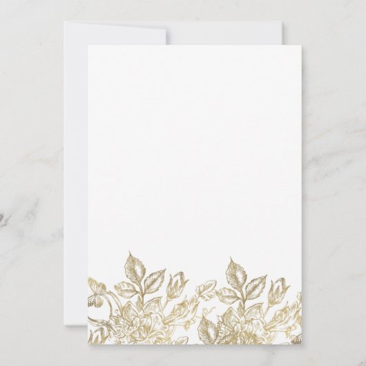 Luxe glamour elegante witte gouden bloem Bruiloft Kaart (Achterkant)