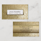 Luxe glamoureus moderne elegante faux goudglitter visitekaartje (Voorkant / Achterkant)