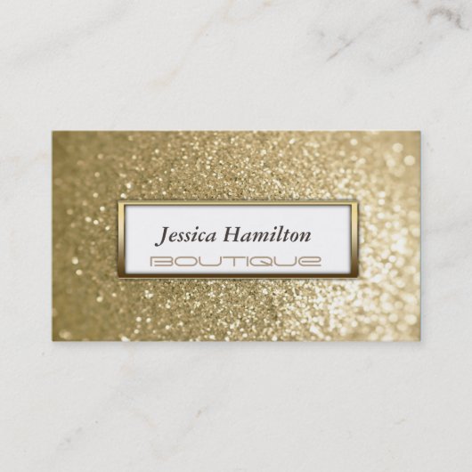 Luxe glamoureus moderne elegante faux goudglitter visitekaartje (Voorkant)