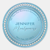 Luxe Glamoureuze Diamond Blue Retour Adres Label (Voorkant)