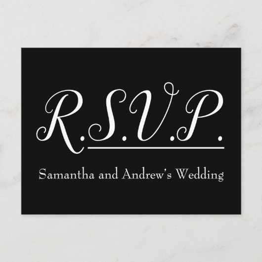 Luxe, glamoureuze "R.S.V.P." Briefkaart (Voorkant)