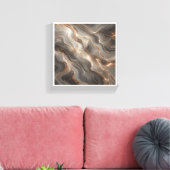 Luxe Glanzend Goud Marmer Abstract - Stralend Grij Canvas Afdruk (Insitu (Woonkamer))