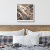 Luxe Glanzend Goud Marmer Abstract - Stralend Grij Canvas Afdruk (Insitu (Slaapkamer))