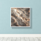 Luxe Glanzend Goud Marmer Abstract - Stralend Grij Canvas Afdruk (Insitu (Houten vloer))