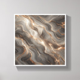 Luxe Glanzend Goud Marmer Abstract - Stralend Grij Canvas Afdruk