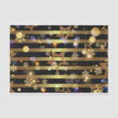 Luxe Glanzende Gouden Sneeuwvlokken en Sterren Tissuepapier (Voorkant)