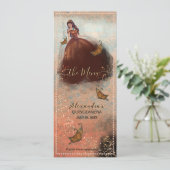Luxe Glanzende Koperen Quinceañera Menu (Staand voorkant)