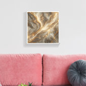 Luxe Glanzende Marmeren Abstract - Gouden Glitter  Canvas Afdruk (Insitu (Woonkamer))