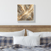 Luxe Glanzende Marmeren Abstract - Gouden Glitter  Canvas Afdruk (Insitu (Slaapkamer))