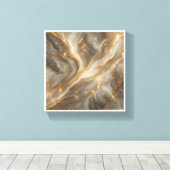 Luxe Glanzende Marmeren Abstract - Gouden Glitter  Canvas Afdruk (Insitu (Houten vloer))