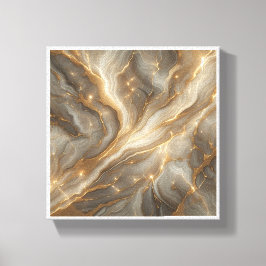 Luxe Glanzende Marmeren Abstract - Gouden Glitter Canvas Afdruk