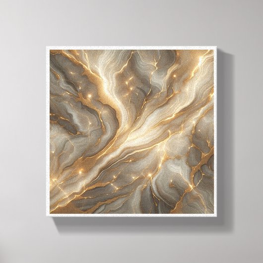 Luxe Glanzende Marmeren Abstract - Gouden Glitter  Canvas Afdruk (Voorkant)