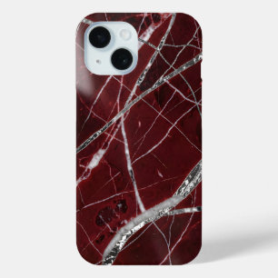 Luxe glanzende rode marmer iPhone 15 case