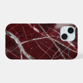 Luxe glanzende rode marmer iPhone 15 case (Achterkant horizontaal)