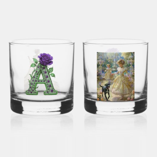 Luxe Glas Set - Gepersonaliseerd Monogram A (Voorkant)