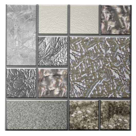 Luxe Glas, Shell & Metaal Geometrisch N4 Tegeltje (Voorkant)