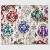 Luxe Glasparels Kerst Inpakpapier (Vlak)