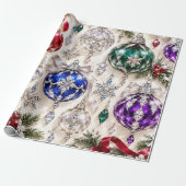 Luxe Glasparels Kerst Inpakpapier (Uitgerold)