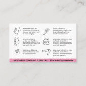 Luxe glazen roze haaruitbreidingen na zorg visitekaartje (Achterkant)