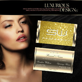 Luxe glimmende goudgele glitter Initialen Visitekaartje