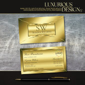 Luxe Glimmerig Goud met Monogram en Logo Visitekaartje