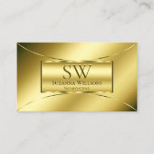 Luxe Glimmerig Goud met Monogram en Logo Visitekaartje (Voorkant)