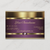Luxe Glinsterende Gouden en Paarse Glitzy Strass Visitekaartje (Achterkant)