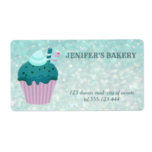 Luxe glinsterende zelfgemaakte cupcakes en snoepje etiket