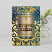 Luxe Glitter Blauwe Sikh Anand Karaj Indiaan Folie Uitnodiging (Staand Voorkant)