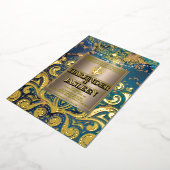 Luxe Glitter Blauwe Sikh Anand Karaj Indiaan Folie Uitnodiging (Gedraaid)