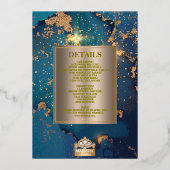 Luxe Glitter Blauwe Sikh Anand Karaj Indiaan Folie Uitnodiging (Achterkant)