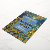 Luxe Glitter Blauwe Sikh Anand Karaj Indiaan Folie Uitnodiging (Gedraaid)