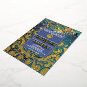 Luxe Glitter Blauwe Sikh Anand Karaj Indiaan Folie Uitnodiging (Gedraaid)