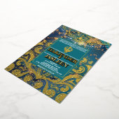 Luxe Glitter Blauwe Sikh Anand Karaj Indiaan Folie Uitnodiging (Gedraaid)