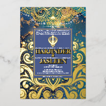 Luxe Glitter Blauwe Sikh Anand Karaj Indiase