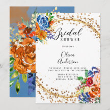 Luxe Glitter Blue Oranje Floral Vrijgezellenfeest