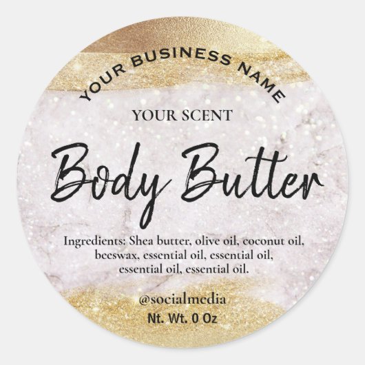 Luxe Glitter Body Butter Labels (Voorkant)
