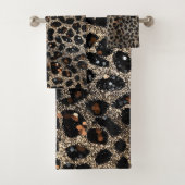 Luxe Glitter Bruin Zwart Goud Luipaard Patroon Bad Handdoek (Insitu)