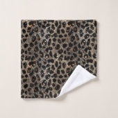 Luxe Glitter Bruin Zwart Goud Luipaard Patroon Bad Handdoek (Wasdoekje)